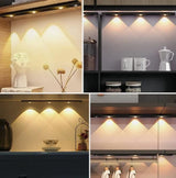 LED Motion Sensor Cabinet Light – USB Rechargeable, Wireless Stick-On Lamp (Warm & White Light)