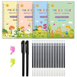 Sank Magic Handwriting Copybook – 4 Books, 1 Pen, 1 Grip & 10 Refills (Reusable Handwriting Workbook)