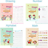 Sank Magic Handwriting Copybook – 4 Books, 1 Pen, 1 Grip & 10 Refills (Reusable Handwriting Workbook)