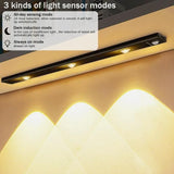 LED Motion Sensor Cabinet Light – USB Rechargeable, Wireless Stick-On Lamp (Warm & White Light)